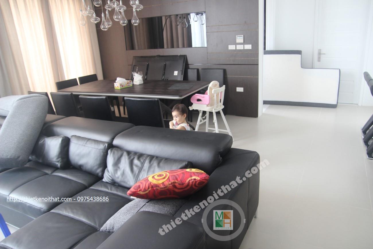 thi công phòng khách chung cư mandarin