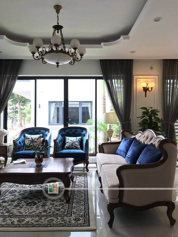 Thi công nội thất phòng khách biệt thự sang trọng