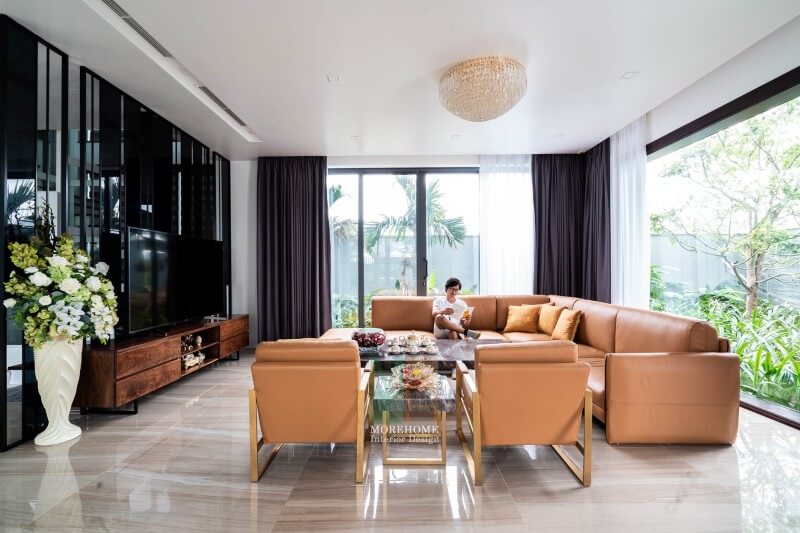 Thi công nội thất phòng khách biệt thự sang trọng