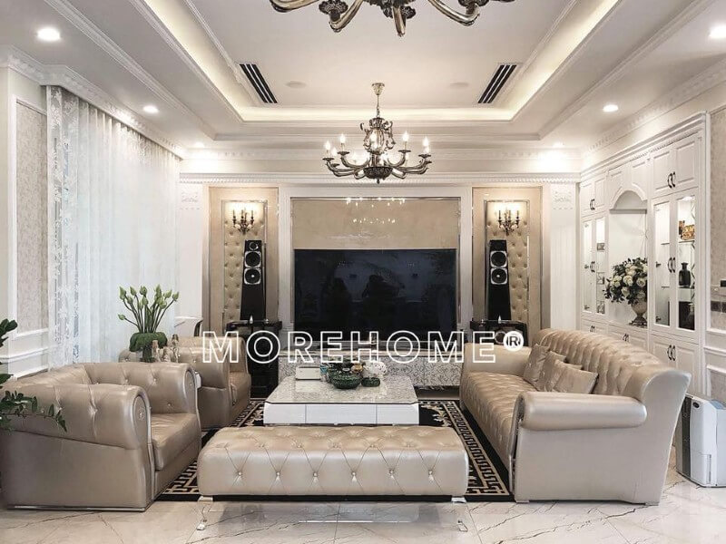 Thi công nội thất phòng khách biệt thự sang trọng