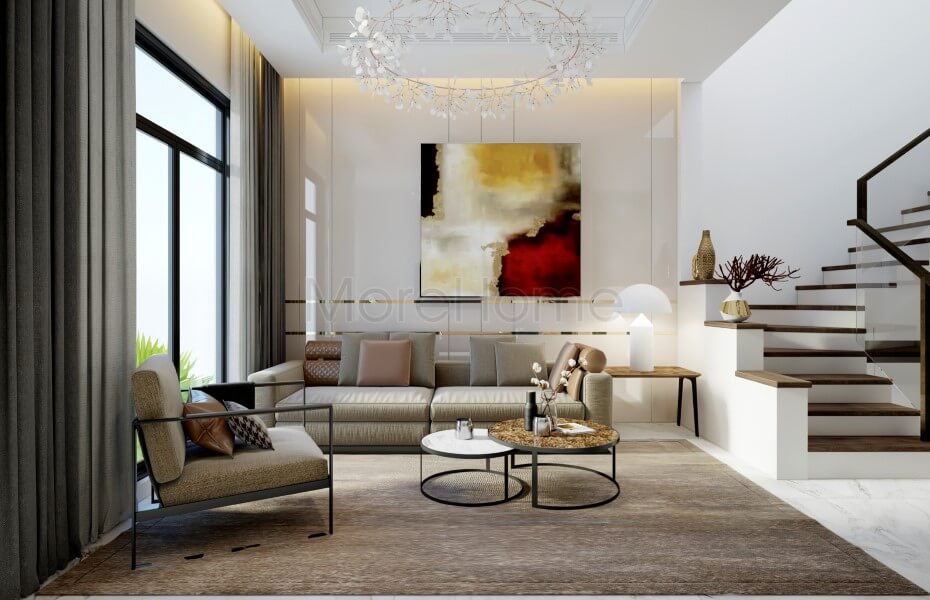 Thiết kế phòng khách đơn giản với cách trang trí nội thất trẻ trung và ấn tượng Thiết kế nội thất phòng khách nhà phố