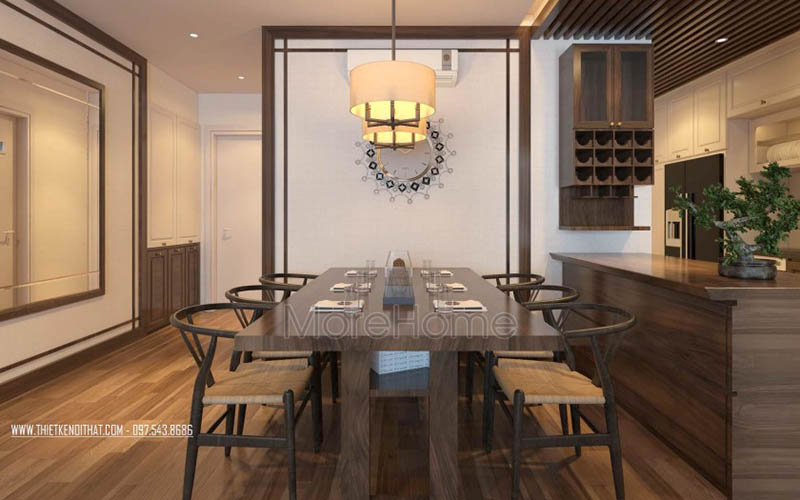 Thi công bếp đẹp với gam màu nâu gỗ tự nhiên